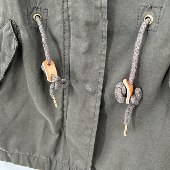 ZARA Basic Army Green Full Zip Snap Button Utility Jacket Size Small - Picture 5 of 6